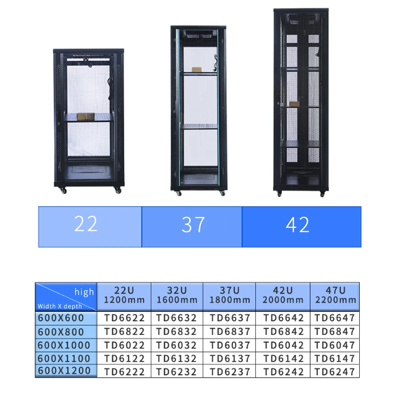 47U server network cabinet 600 * 600 * 2200 data center switch cabinet rack 19 inch floor type