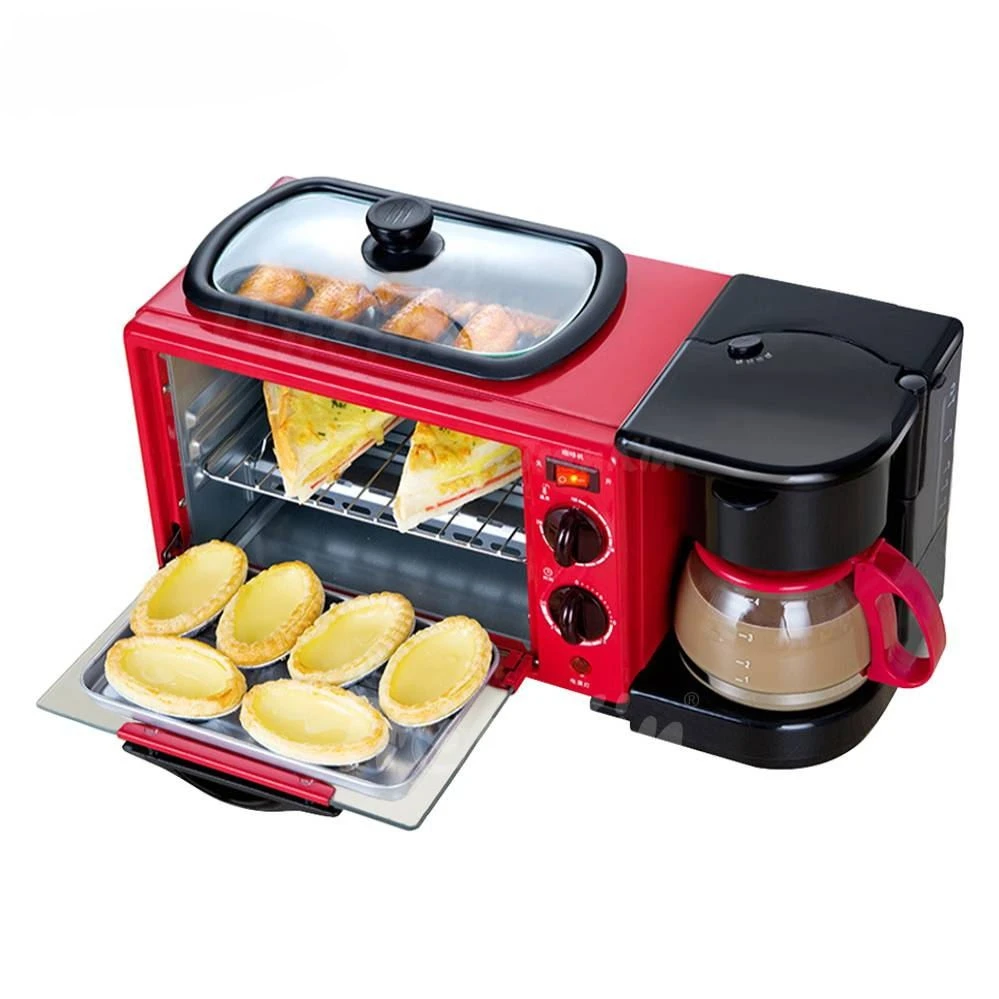 New Design Portable Household 3 in 1 Breakfast Maker With Pot Frying Pan Toaster Oven