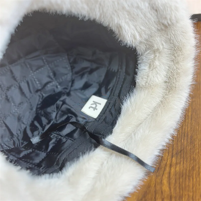 Korean version big head circumference plush fisherman hat women autumn winter thickened insulation fashion basin cap