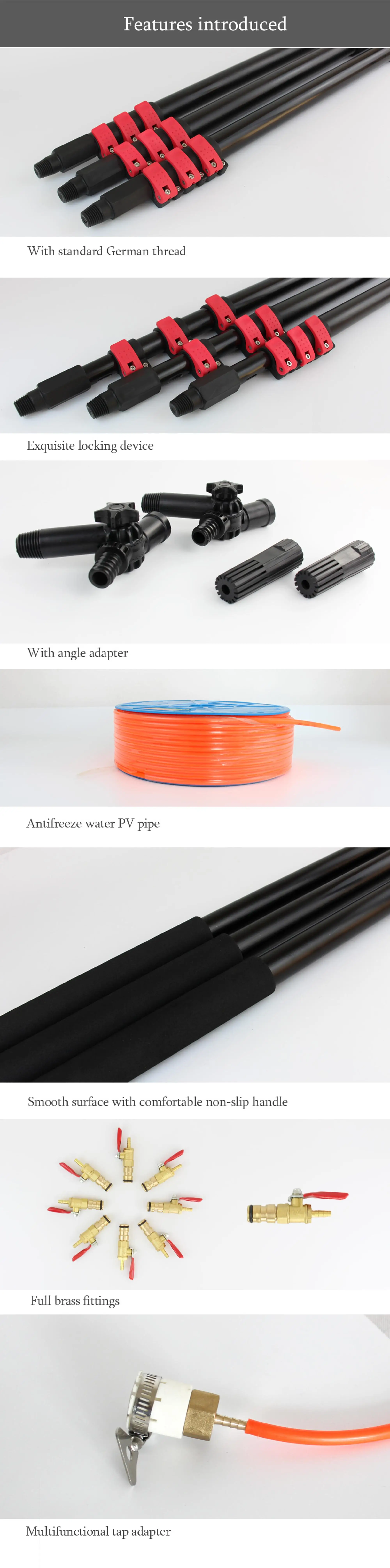 Window Washing Equipment Kit with Window Squeegee  and Extension Pole Long Handle for  Window,Car,Shower Glass Door Cleaning