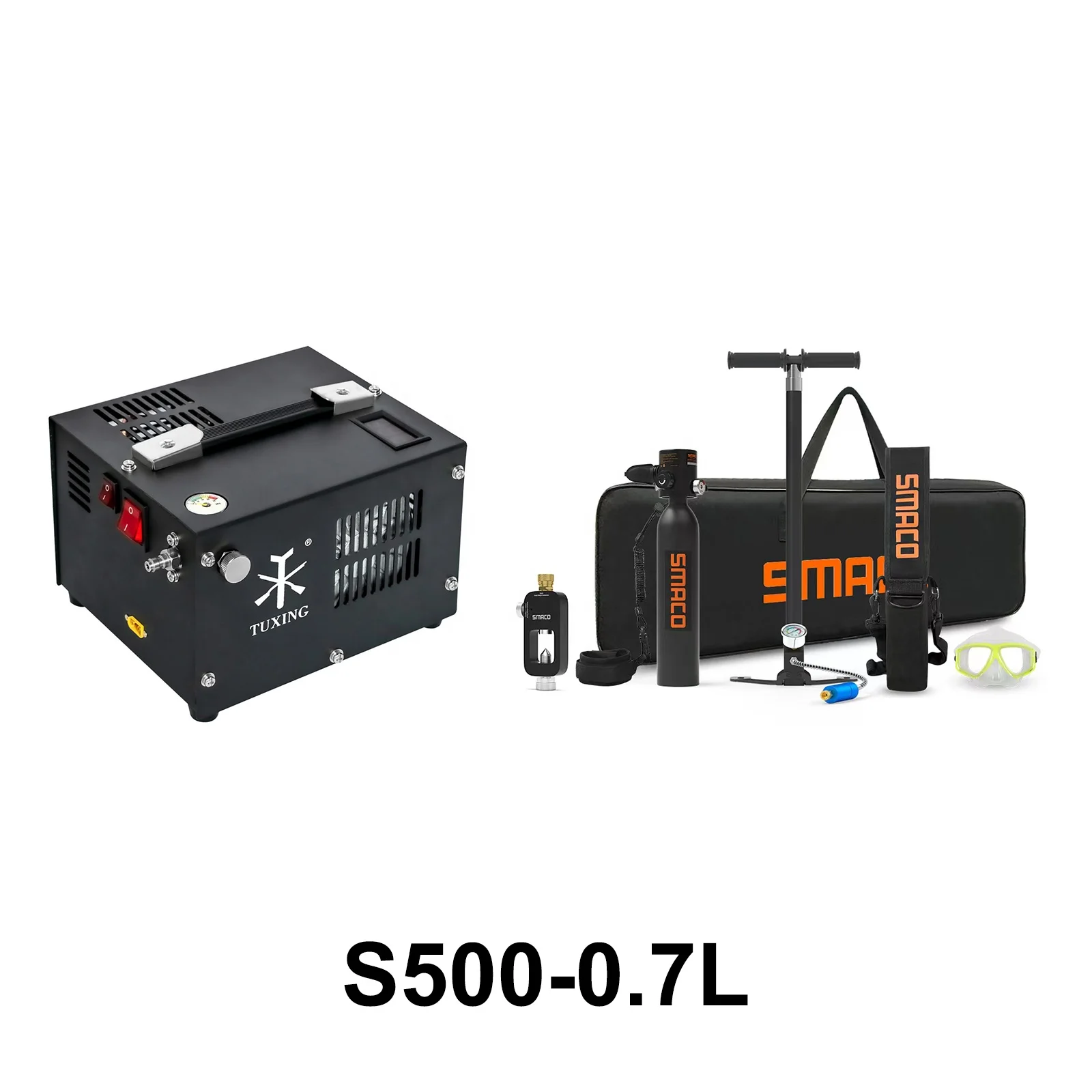CE SMACO S500 0.7L High Pressure 20Mpa 200bar 3000psi Small Light Weight Gas Cylinder PCP Air Compressor Scuba Diving Equipment