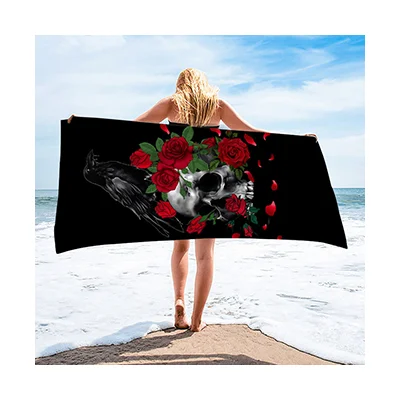 Foreign Trade Single-sided Velvet Beach TMicrofiber Beach Bath Personalized Rose Pattern Towel Bath Towel