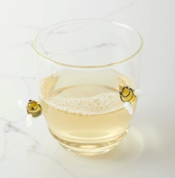 Wholesale Customized Borosilicate Glass Coffee Tea Cup Mug Cappuccino Latte Cup Set With 3D Bee