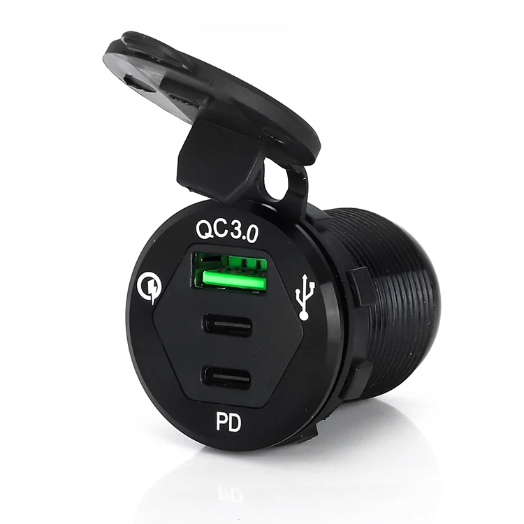 New Arrival Easy Installation High Current and Fast Charging 3 Port USB Charger with Waterproof Cover Universal for Vehicle