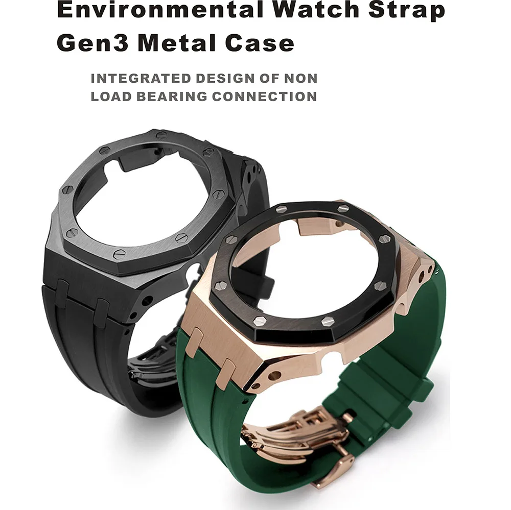 Factory Price Match GA-2100 Silicone Strap Metal watch Case for Gshock ga2100