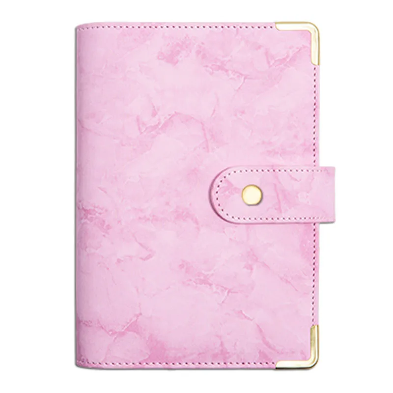 Creative a6 macaroon ins cute hand book marble loose-leaf notebook budget saving leather PU cash book spot.