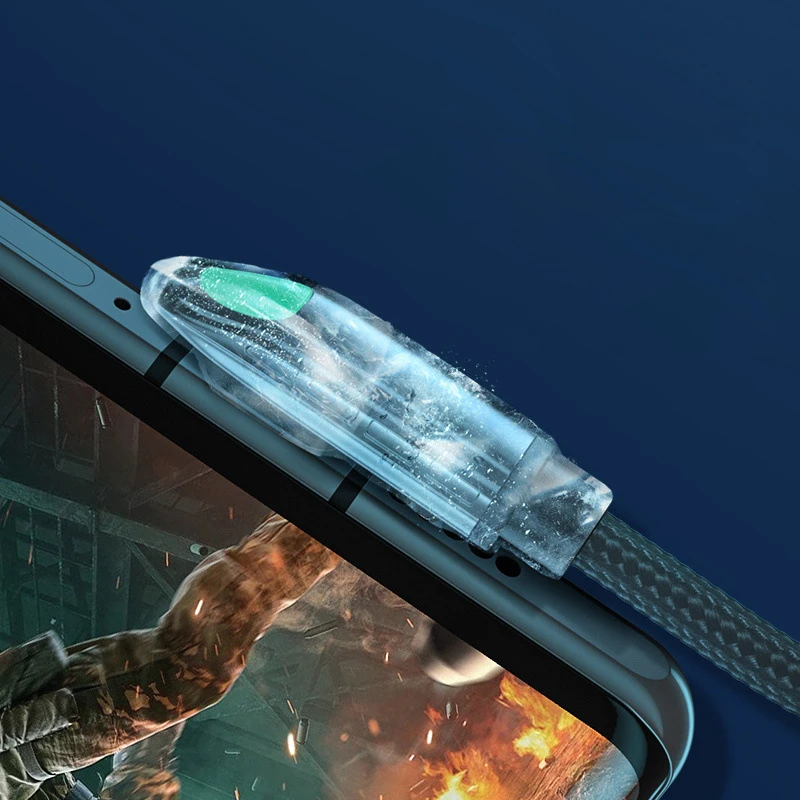 New Design Elbow data cable 6A 66W type-c super fast charging usb cable with LED indicator