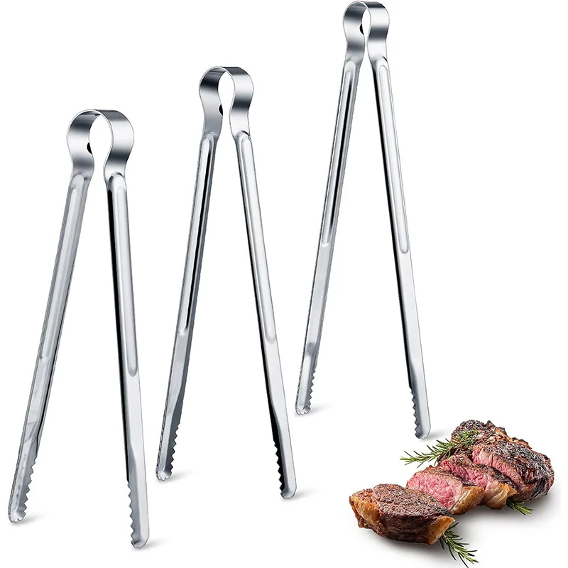 4 Pieces Korean BBQ Tongs Kitchen Stainless Steel Locking Grill Tong Cooking Non Slip Food Metal Tong for Cooking