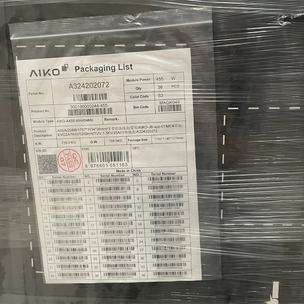 Aiko ABC Cell 440W-470W Aiko-A-Mah54Db полностью черное двойное стекло фотогальванический склад Роттердам солнечные панели для солнечных батарей Sysrtem