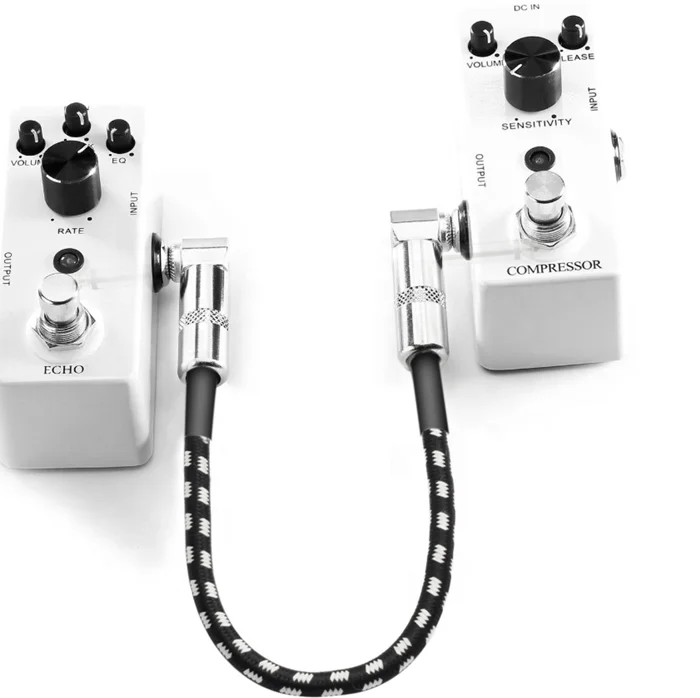 Factory Price Right Angle 6.35mm Jack Male To Male Audio Cable 15cm/30cm  Effect Pedal Patch Cable