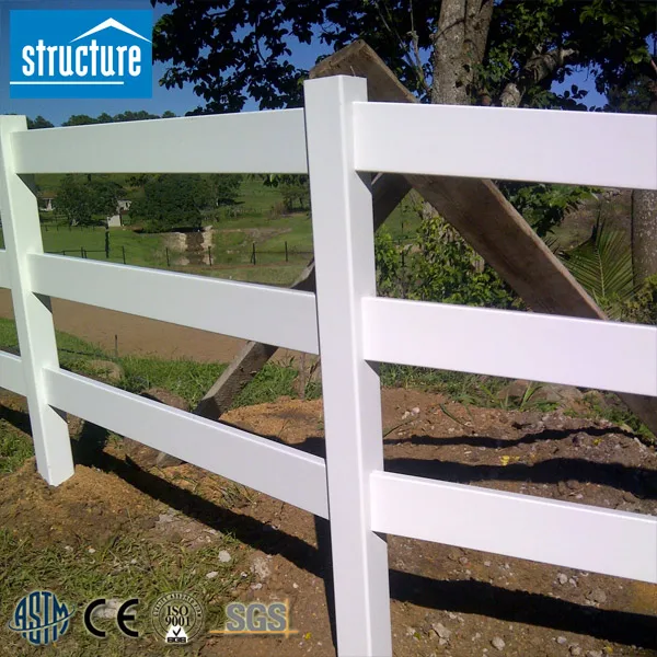 PVC Vinyl Plastic Rail Used Horse Paddock Fence Panels For Farm