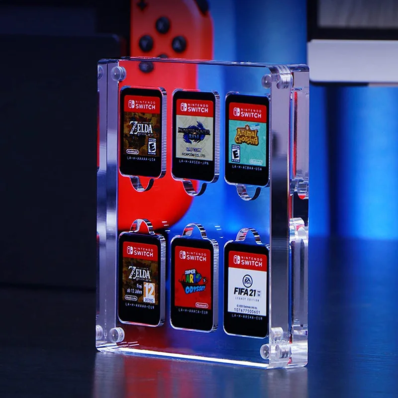 Clear Acrylic 6 Cartridge Slots Game Card Holder Storage Box Case for Nintendo Switch Protective Shockproof Display Cabinet