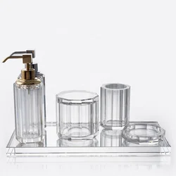 Modern Luxury Nordic Style Designer Decahedron Shaped Toilet Decor K9 Crystal Bathroom Set