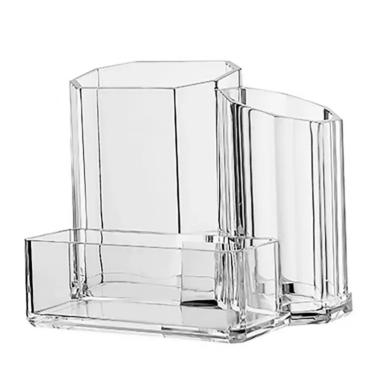 Wholesale Small 3-Section Clear Makeup Organizer New Style Brush Holder for Desktop Vanity Free Sample Eyeliner Lipstick Jewelry