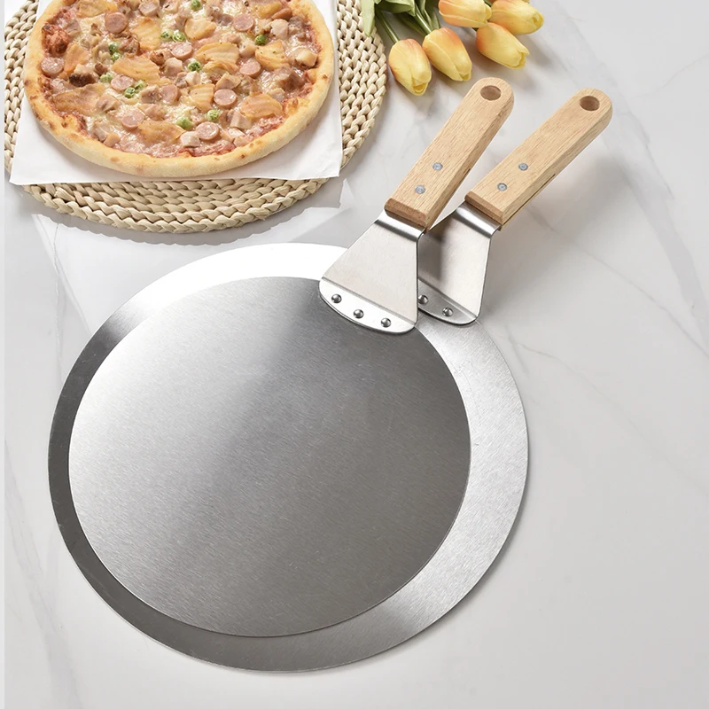 Нескользящая деревянная ручка резак для пиццы из нержавеющей стали роликовый нож Лопата для торта