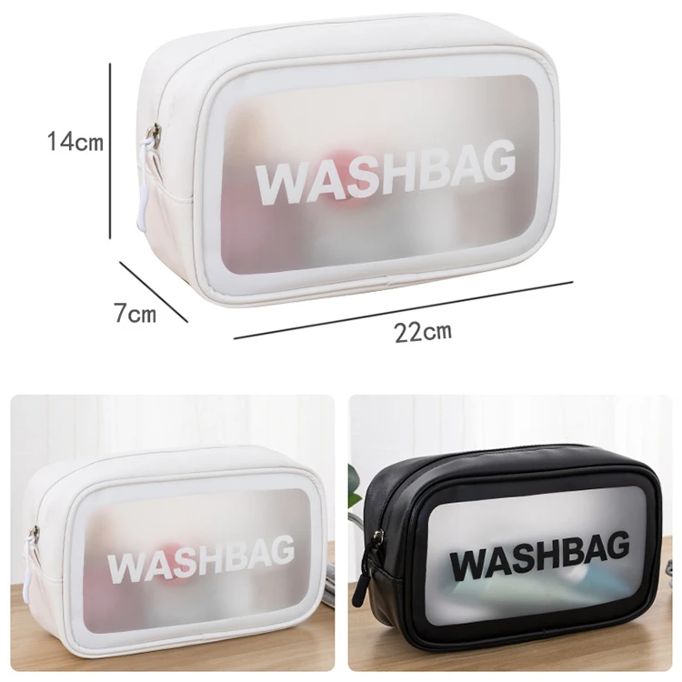 
woman waterproof cosmetic bag pvc transparent makeup bag leather wash bag for travel 