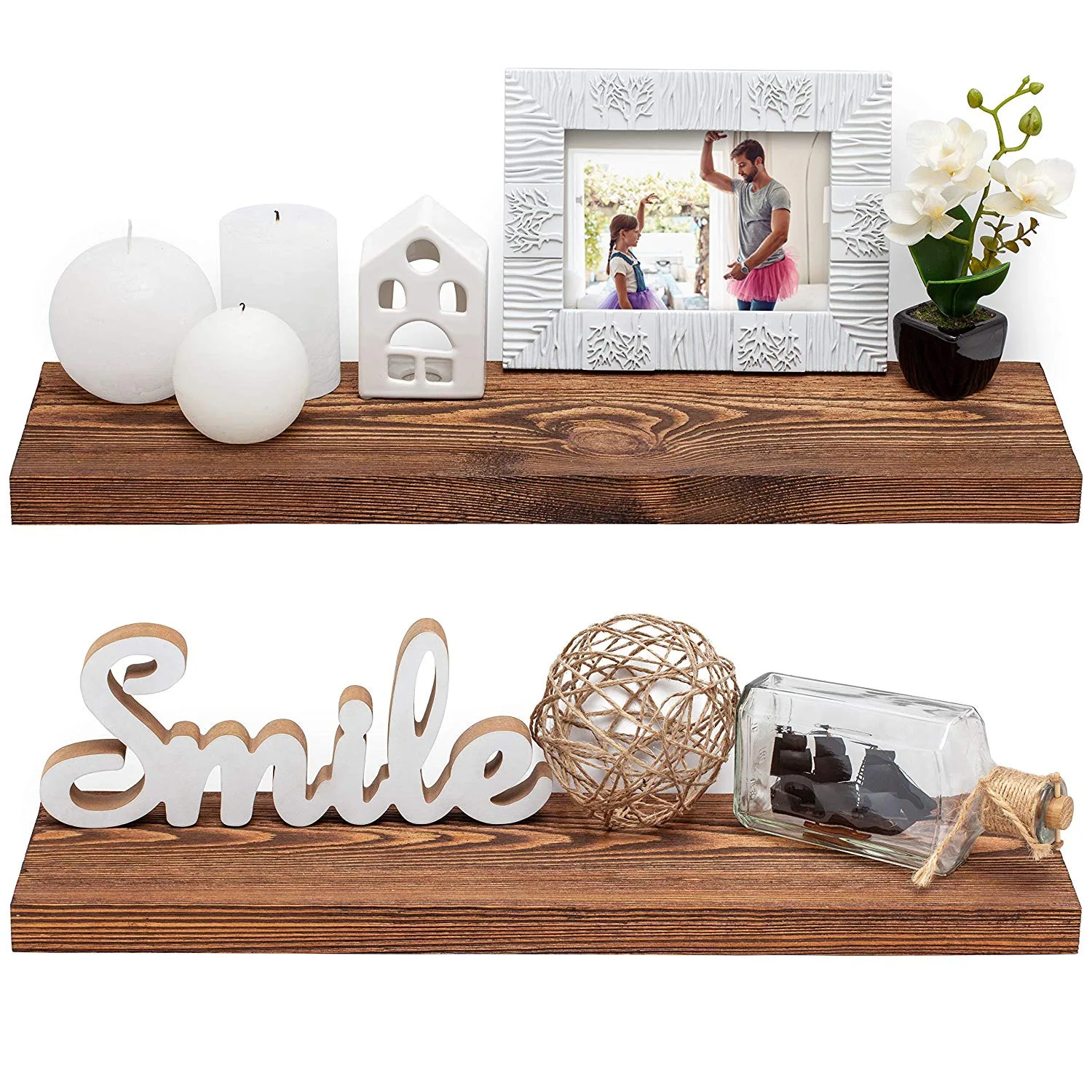 Плавающие полки из массива дерева набор 2 настенных плавающих современных деревенских полок деревянная полка для стен