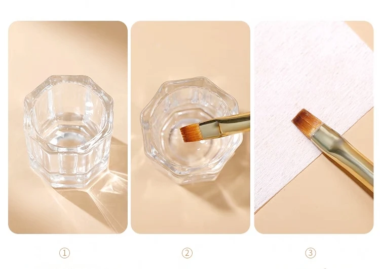 Wholesale crystal glass cup for nail art brush clean nail polish UV gel paint brush cleaner cup