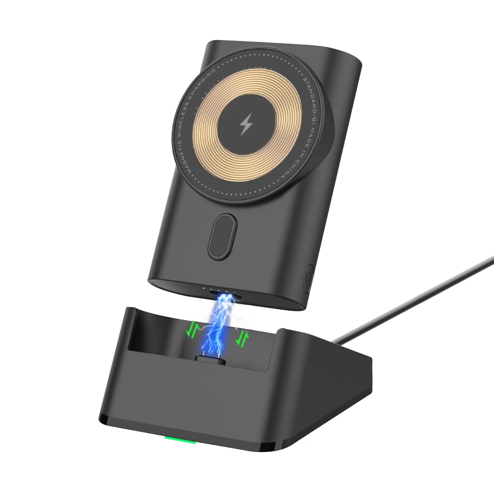 3 in 1 Magnetic Wireless Charging Powerbank Built-in Type-C Cable Phone Charger