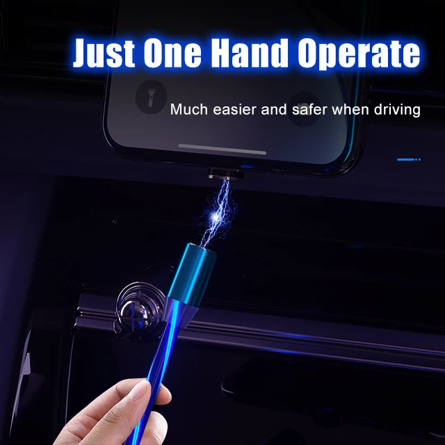 Amazon top seller LED RGB colors glow flowing light magnetic 3 in 1 phone charging cable