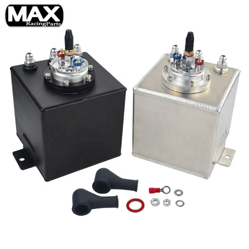 Car Natural Universal 2L Aluminum Fuel Surge Tank 2L External Fuel Pump oil Surge Can Baffled Reservoir Tank polished for auto