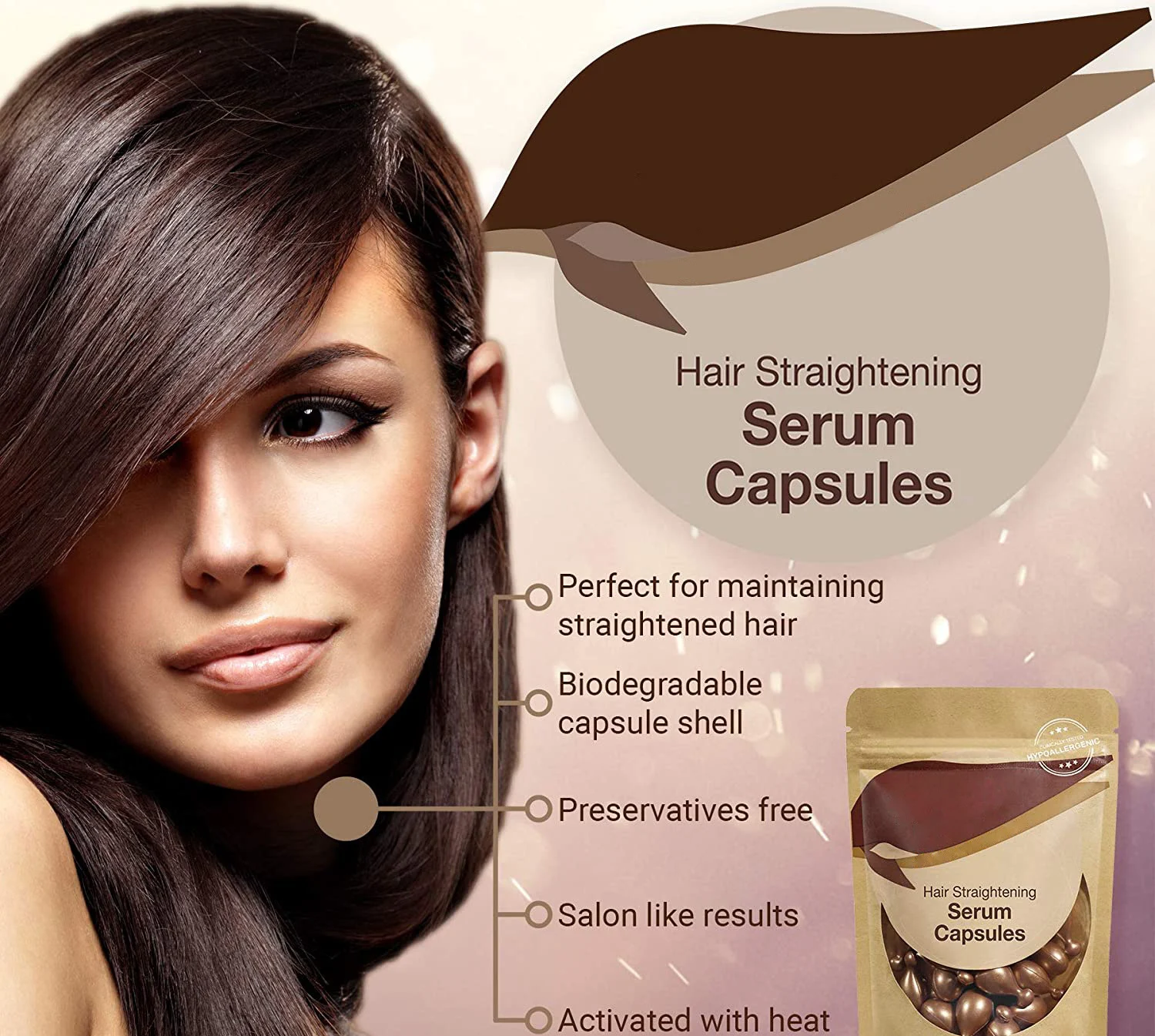 Собственная марка, уход за волосами, эфирное масло в капсулах, питательная Жидкая Сыворотка для выпрямления волос, капсулы