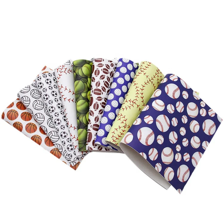 9pcs/set Custom Football Sports Printed Faux Synthetic Leather Sheets 80485
