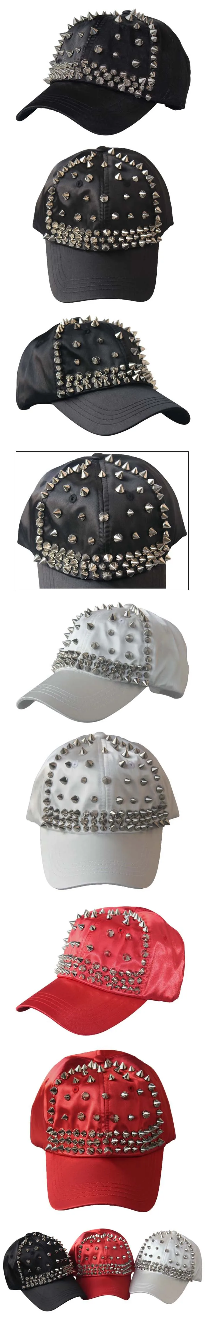 Wholesale Fashion HipPop Streetwear Dad Hat Snapback Cap Satin Baseball Cap With Metal Studded For Women Men_10