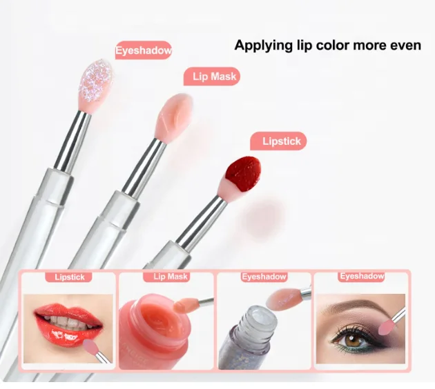 Portable Reusable Silicone Lip Brush Small with Dustproof Cover Lip Cream Lip Mask Lipstick Eyeshadow Applicator