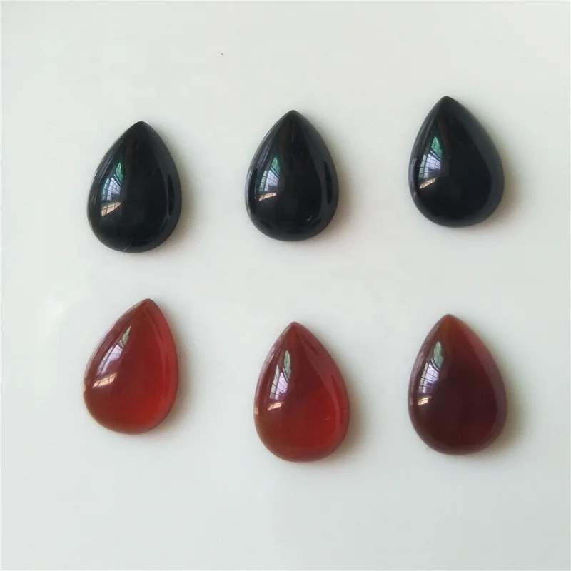 Wholesale Black Red Natural Agate Pear Cut Drop Cabochon Gemstone Jewelry Accessories