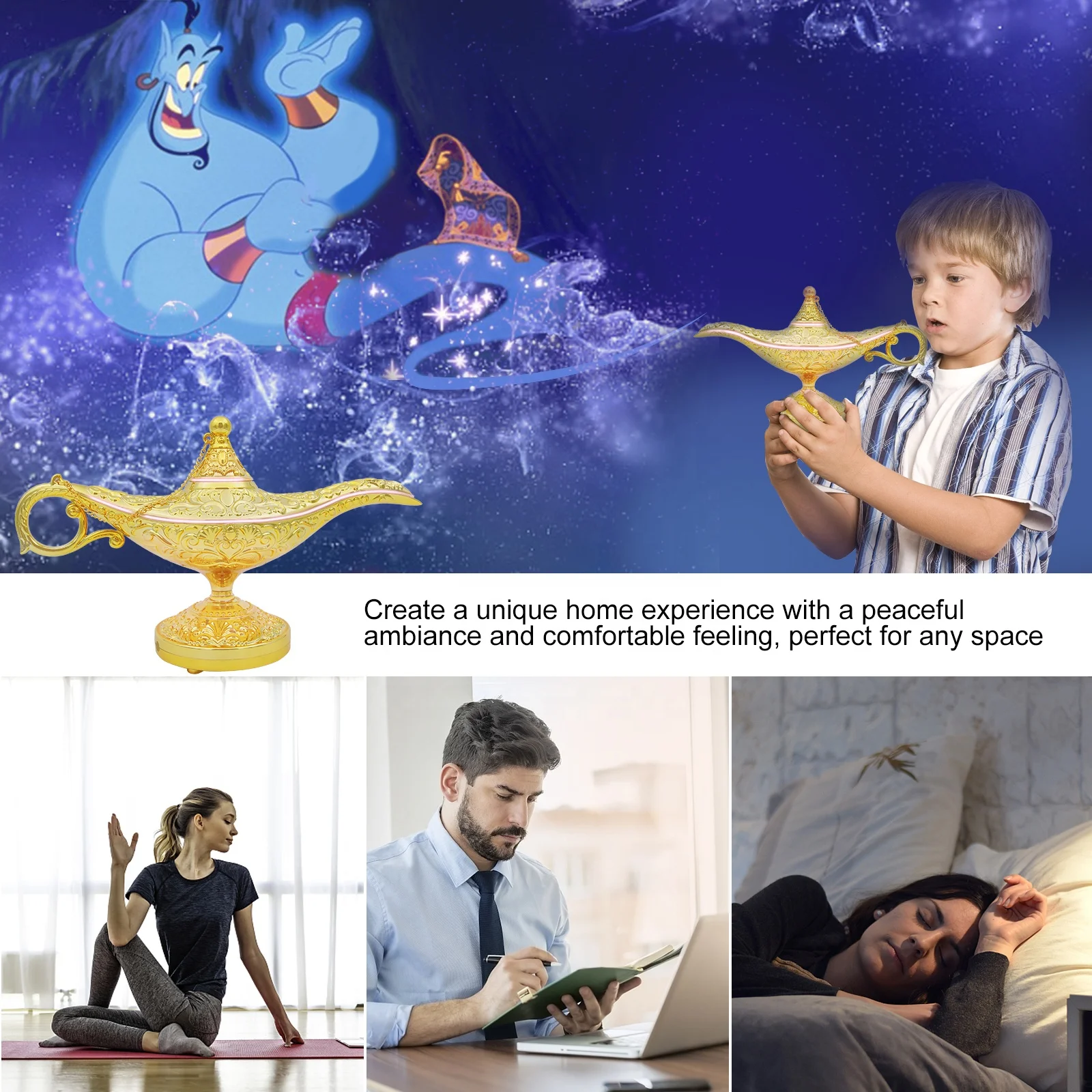 Genie Magic Lamp Diffuser Air Aroma Diffuser Humidifier For Home USB Aromatic Diffuser