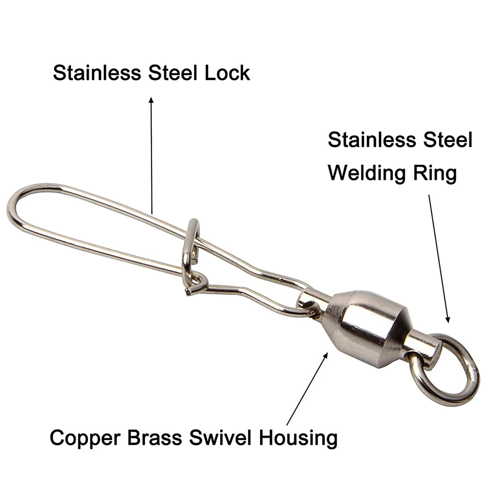 Ball Bearing Fishing Swivel With Nice Snap Copper Stainless Steel Welding Rings Fishing Hook Lure Line Connectors