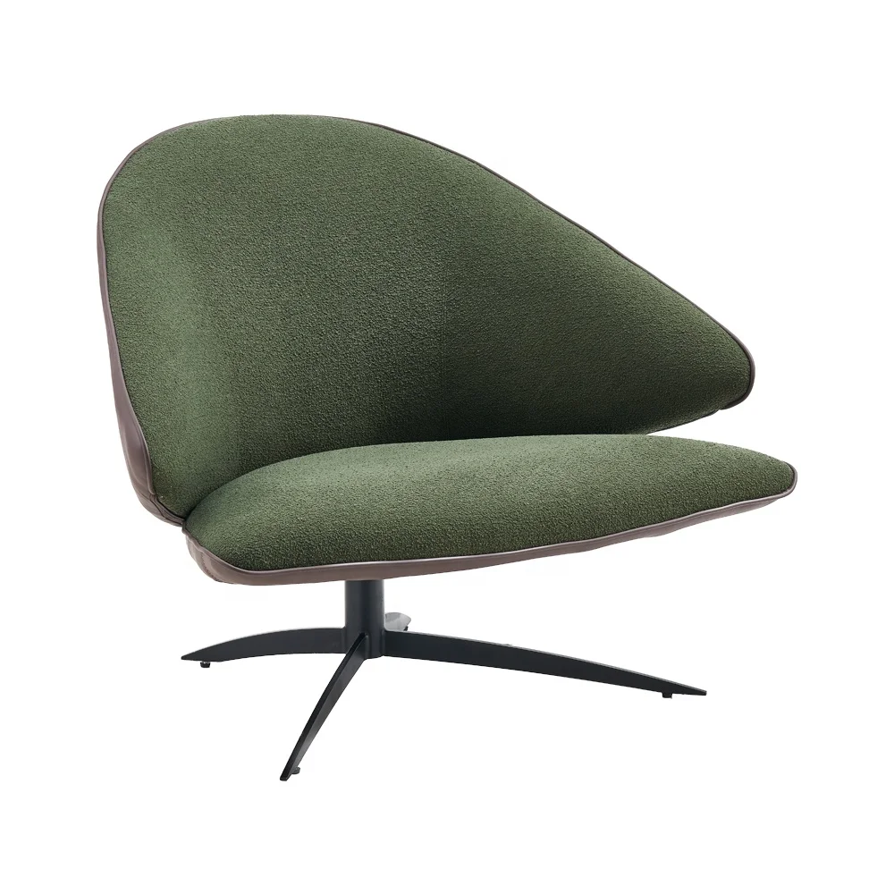 Hot sale green fabric PU luxury modern style rotatable leisure chair for living room furniture