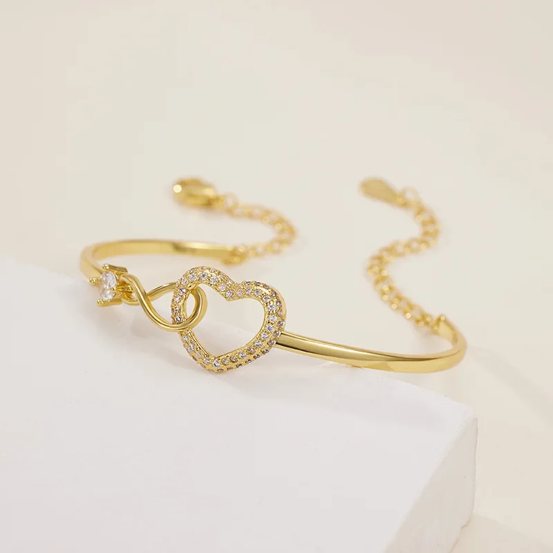 Heart bracelet bangles jewelry lover bracelet jewelry 18K gold 925 silver chain silver love charm bangle bracelet for girl women