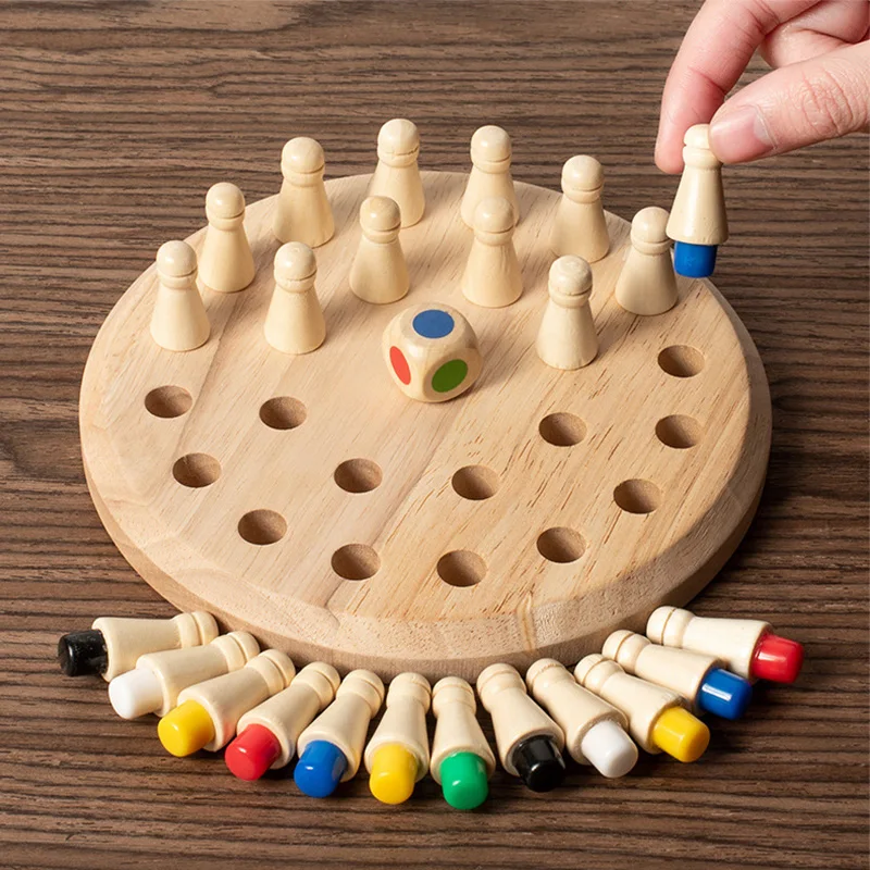 Cognitive Ability Learning Toys Montessori Educational Toy Wooden Memory Match Stick Chess Color Game Board For Children