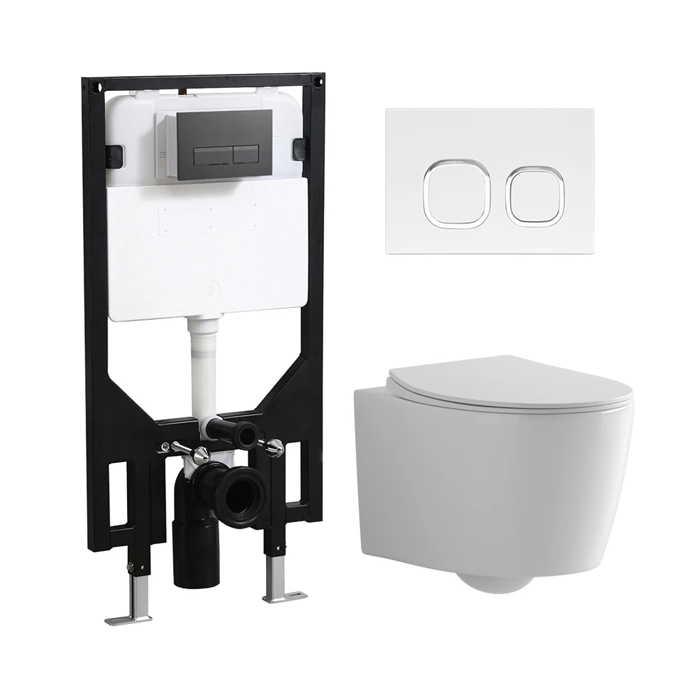 BTO European wc Vaso Sanitario wall mount p-trap Toilet  wall hung toilet with tank Rimless with concealed cistern