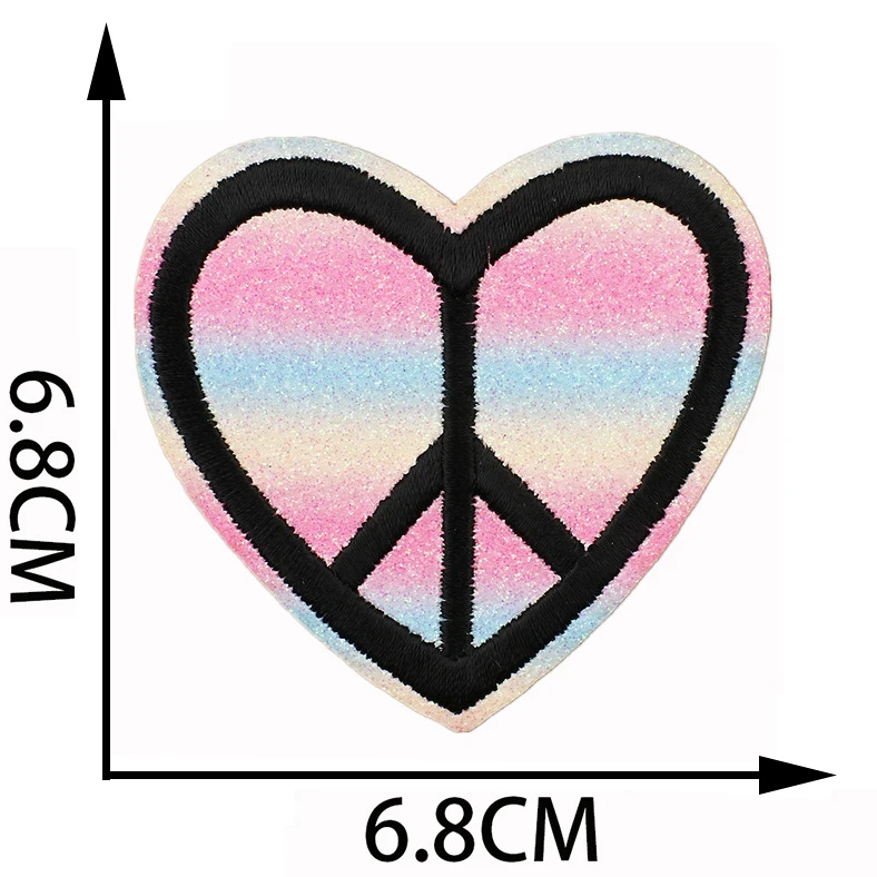 New Cute Pink Series Glitter Iron On Embroidery Patches Smiley Leopard Heart Patches