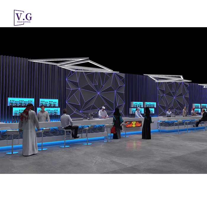 luxury bar interior design custom white Arab style high-end hookah shisha bar bar counter