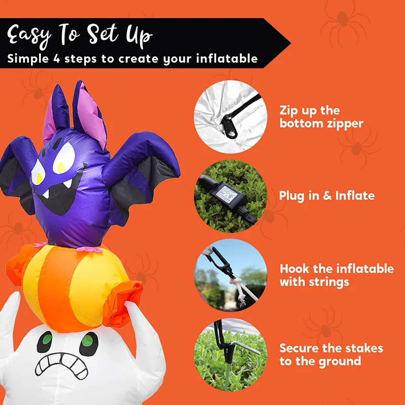 Custom Size Outdoor Advertising LED Blow Up Inflatable Ghost Seize Candy 5 FT Halloween Inflatable