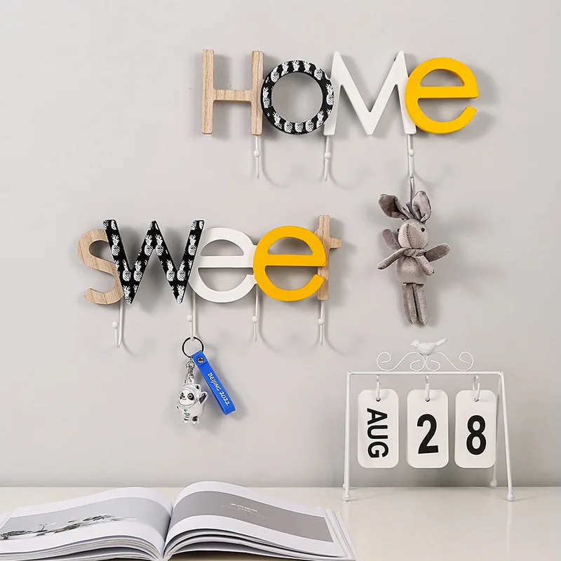 YJL HOME No Hole Clothes Hat Hook Clothes Rack Creative Iron Decorative Hook Decoration Wall Hanging Key Hook Wholesale Custom
