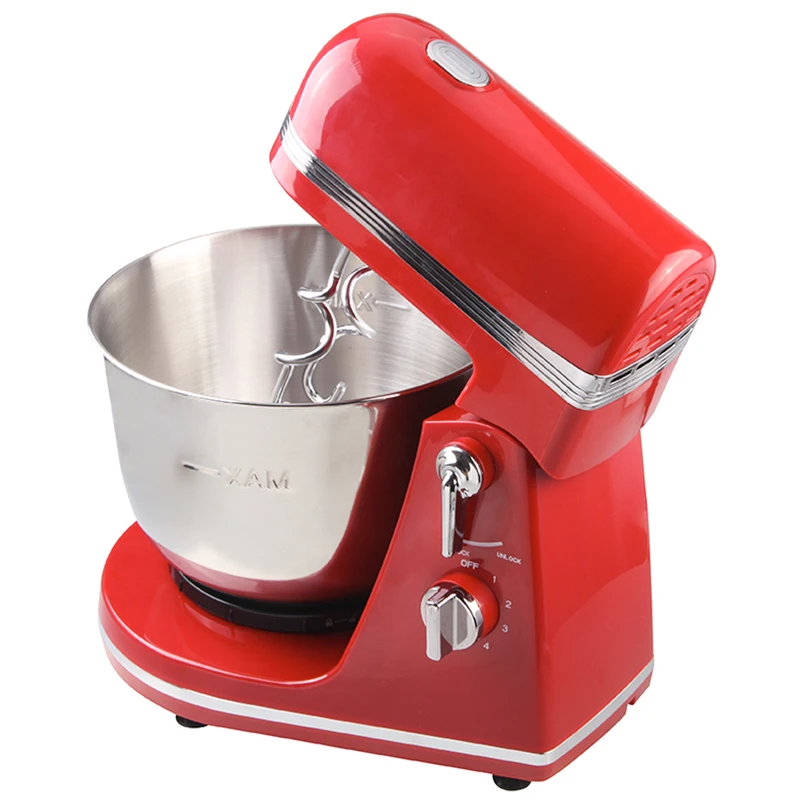 Red 6 Speed Stand Mixer with 3.87 qt Stainless Steel Mixing Bowl Stand Mixer