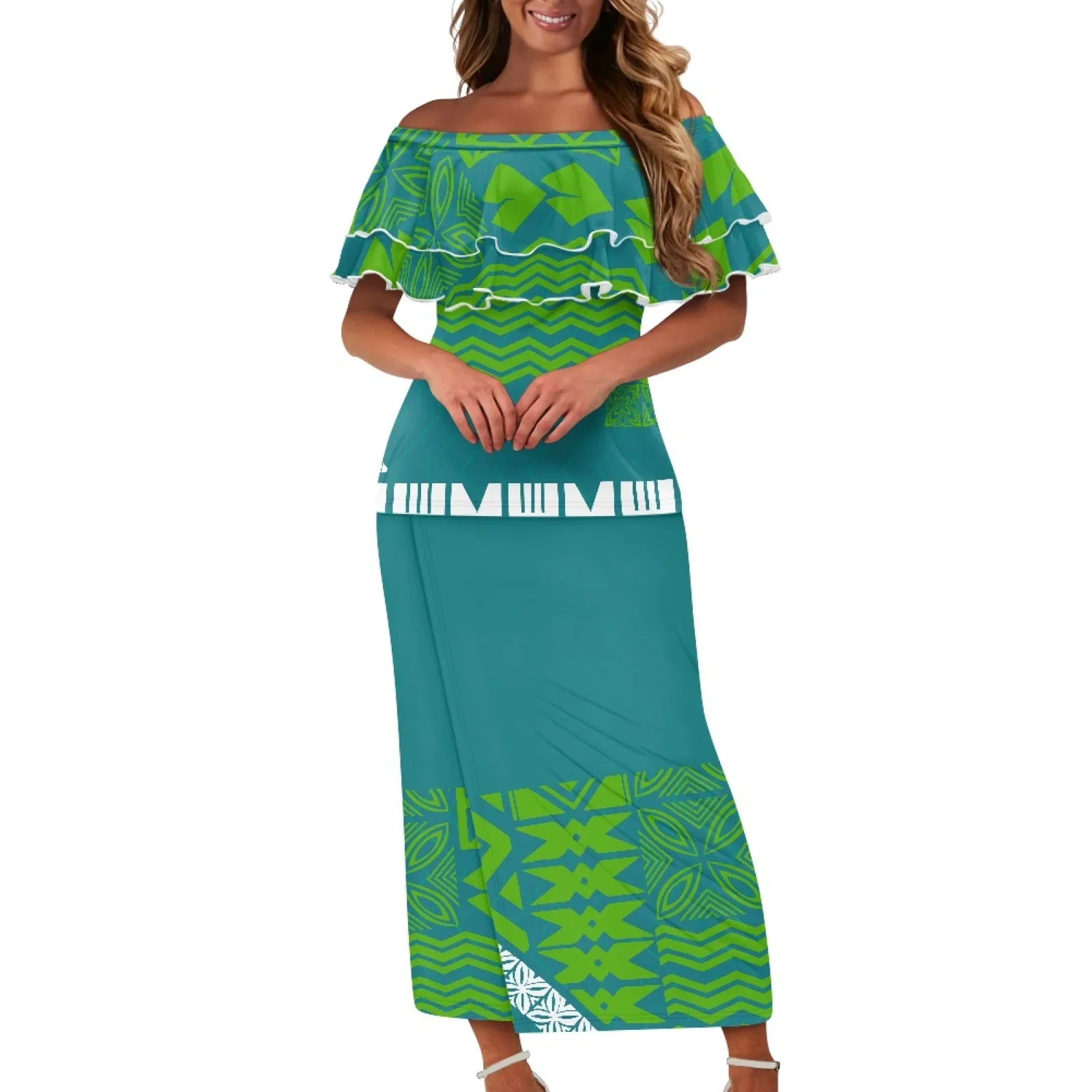 Casual Floral Party Dress Polynesian Hawaiian Tribal Design Custom Plus Size Prom Samoa Puletasi Island Dress For Lady