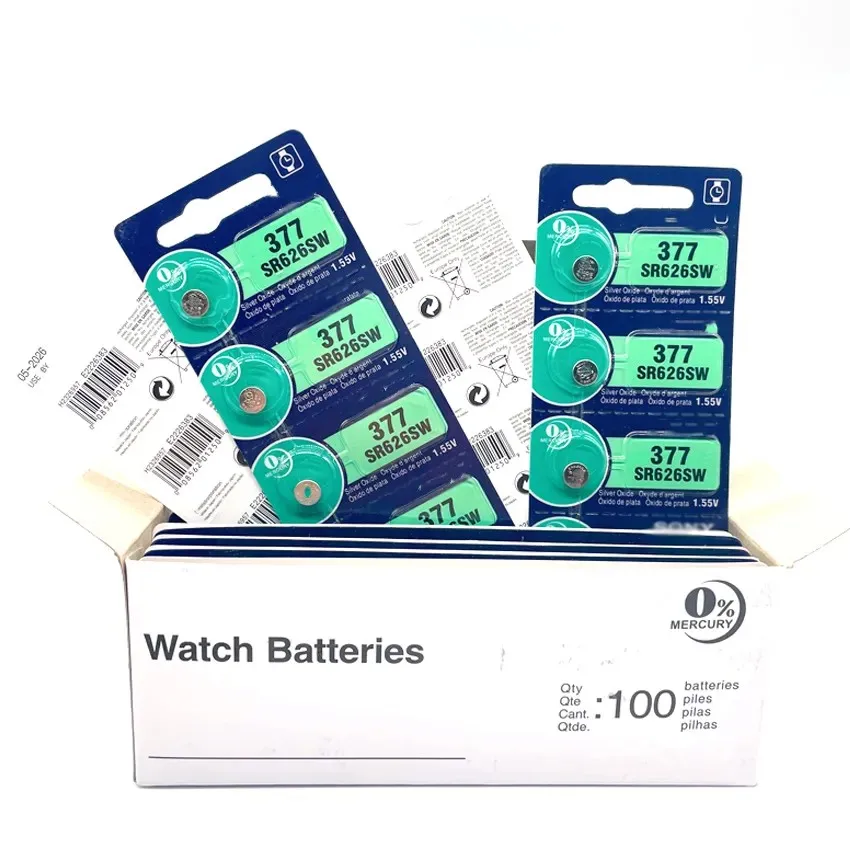 Flydatronic wholesale single pack 10pcs SR626SW 377 SR927SW 395 watch battery button battery silver oxide for murata