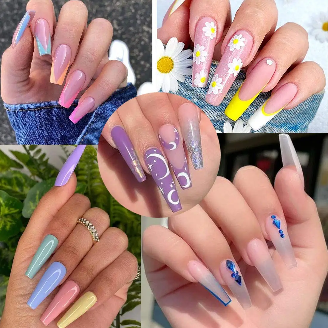 No Crease False Coffin Nail Art Tips Full Cover False Nails  Shaped Artificial News Transparent False Nails