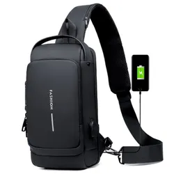 Hot Sale Amazon new fashion waterproof chest bag USB men Crossbody Sling Bag Men Crossbody Bag For Men