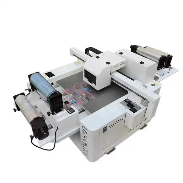 QK-6090 Hybrid UV flatbed roll-to-roll printer with varnish PET film label sticker printing machine