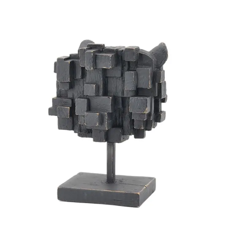 Home Furnishing Articles Design Black Bear Head Piece Figure Resin Statue