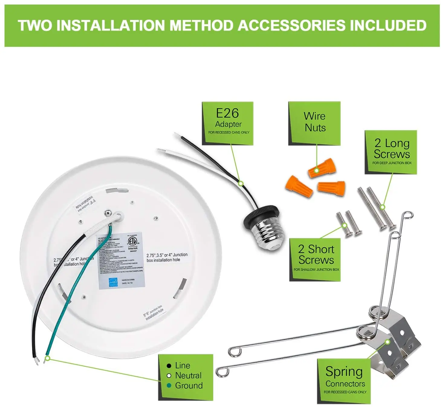 6 inch Recessed Ceiling Retrofit Lights 3Cct Adjustable+Night Light Energy Star Led Disk Light