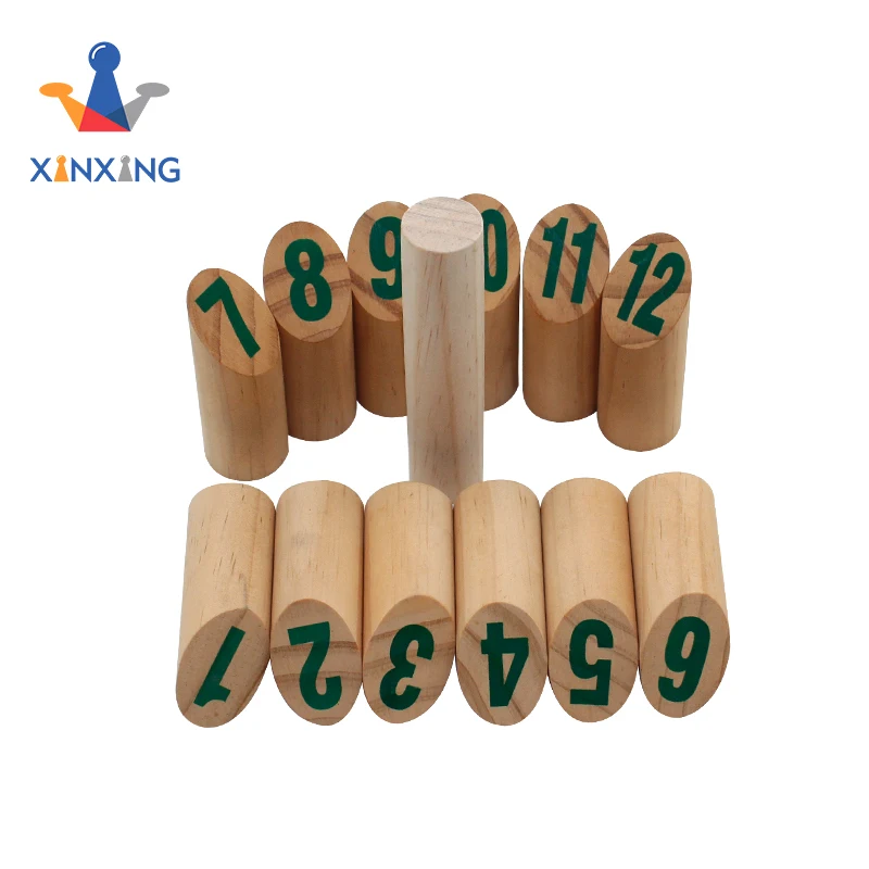 Wooden Throwing Game 12 Stick Number Kubb Pins, Throwing Dowel,Outdoor Lawn Games for Adults and Kids Family Garden Game