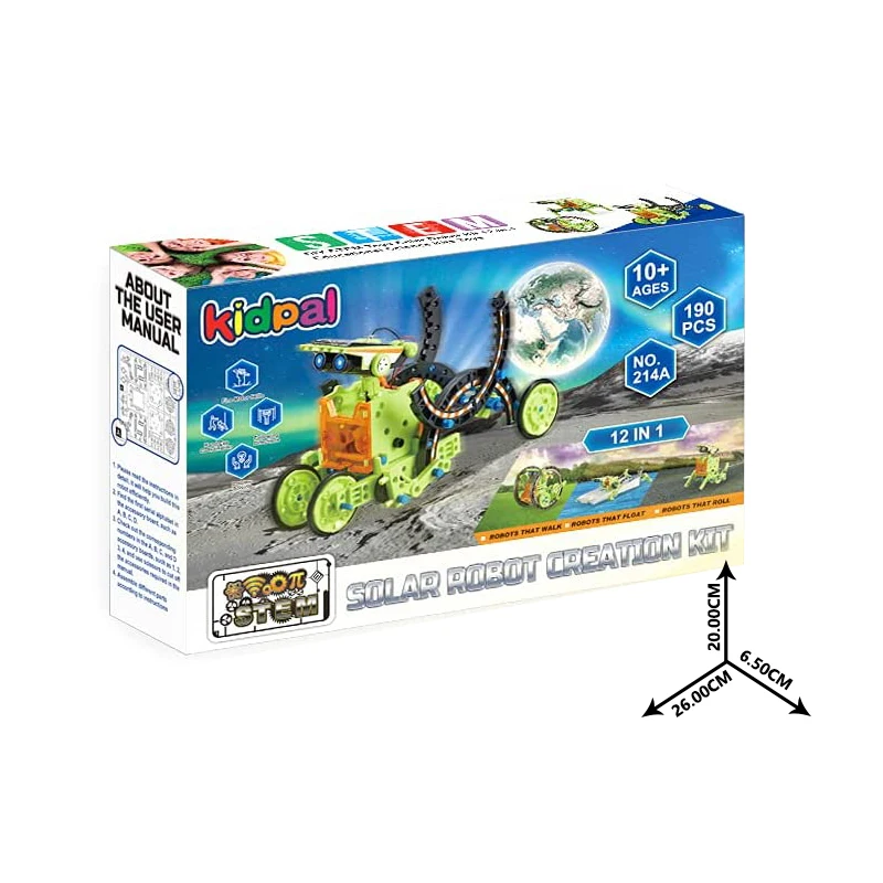 Custom STEM Educational 12 in 1 DIY Energy Self Assembled Solar Power Solar Robots Toys for Kids